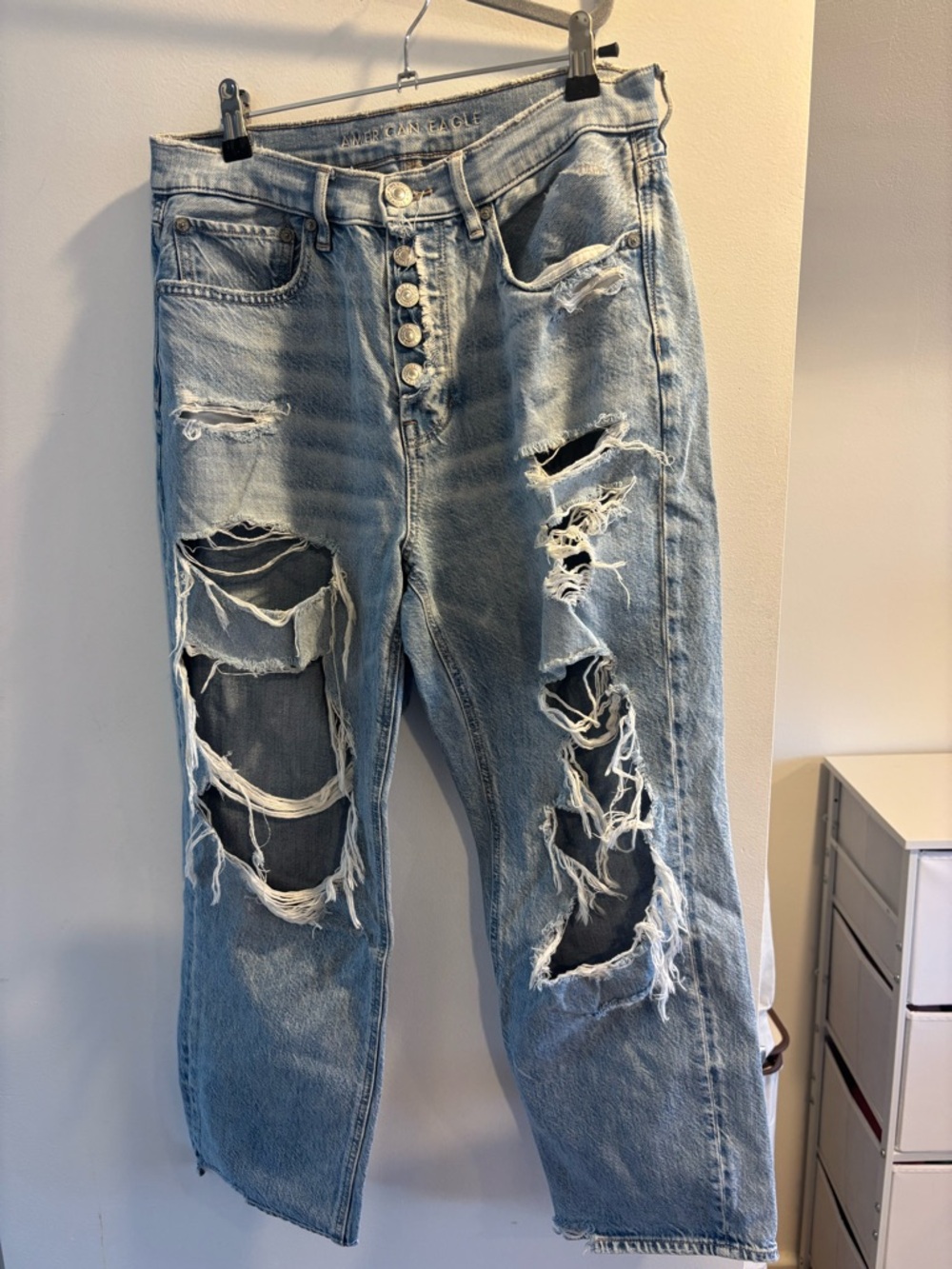 American Eagle Outfitters Distressed Light Blue Ripped Jeans
